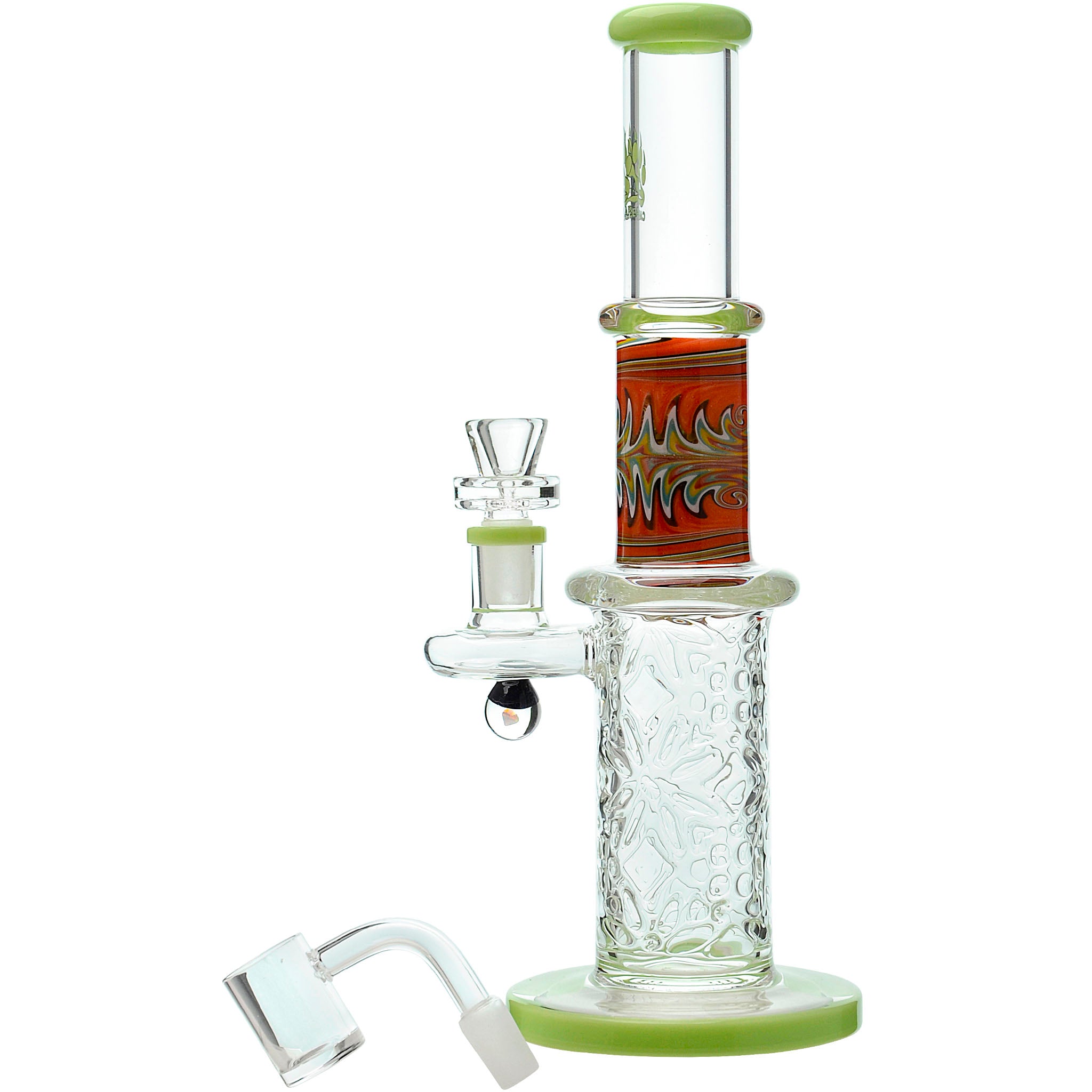 Wigwag Wall Perc Glass Bong Glass Water Pipe with Encased Opal