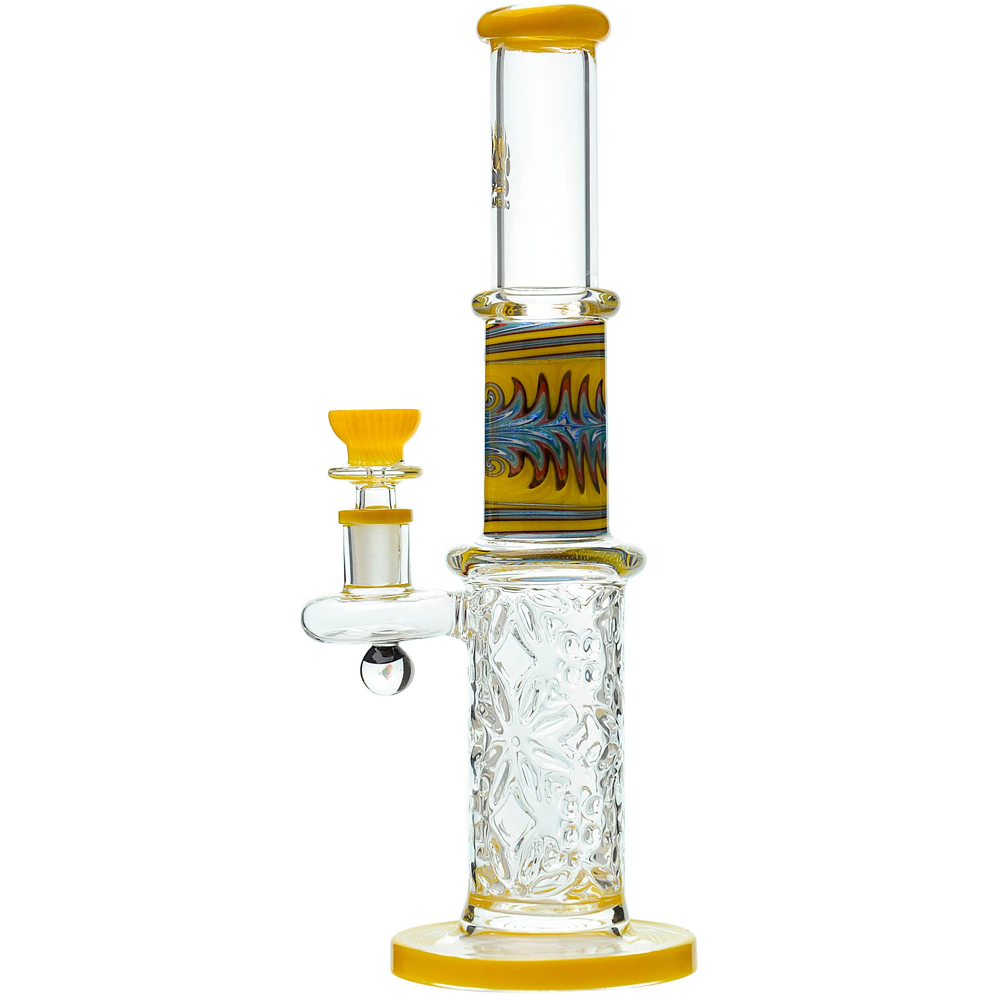 Wigwag Wall Perc Glass Bong Glass Water Pipe with Encased Opal