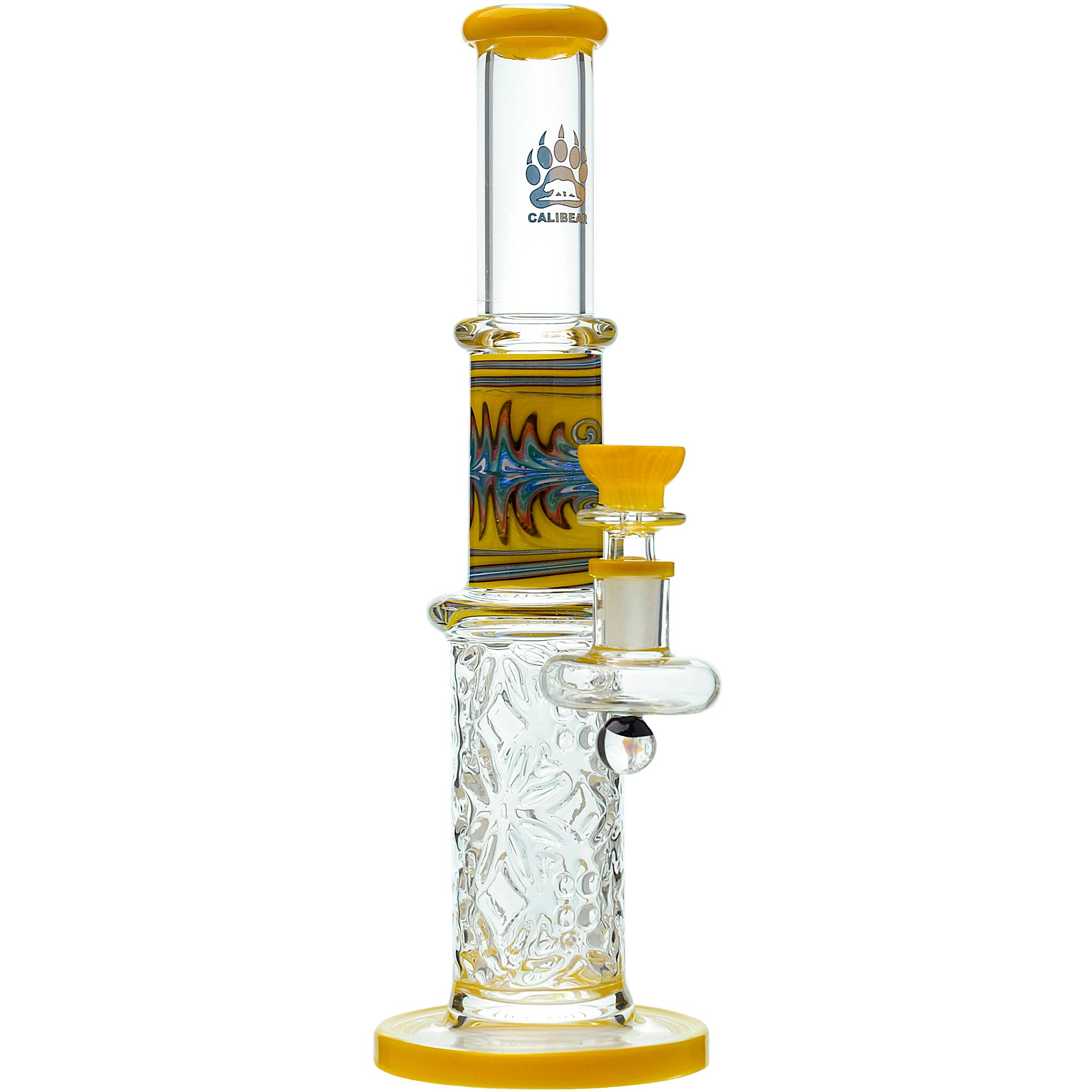 Wigwag Wall Perc Glass Bong Glass Water Pipe with Encased Opal