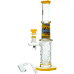 Wigwag Wall Perc Glass Bong Glass Water Pipe with Encased Opal