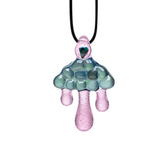 CLOUD INSPIRED GLASS PENDANT NECKLACE - EMERALD EMBEDDED